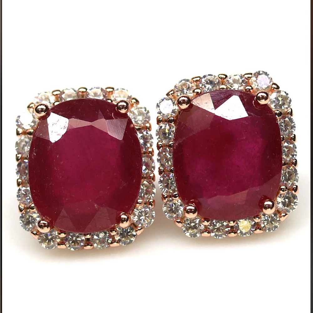 Rose gold/925 for Ruby and zircon stud Earrings